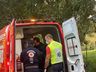 Homem é socorrido pelo helicóptero do SAER/ Fron após sofrer queda em chiqueiro, em Saudades