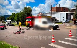 Colisão entre carro e bicicleta deixa homem ferido em São Miguel do Oeste 