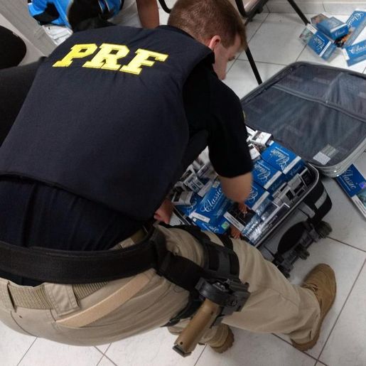 PRF encontra cigarros contrabandeados em malas de ônibus na BR 282