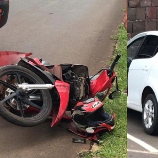 Homem fica ferido em acidente envolvendo motocicleta no centro de SMOeste