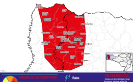 Defesa Civil emite alerta vermelho para o Extremo Oeste de SC