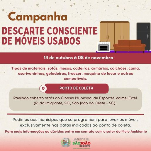 SJO inicia nova campanha de Descarte Consciente de Móveis Usados