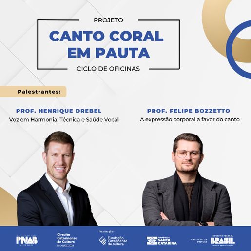 Projeto Canto Coral em Pauta terá oficinas gratuitas para a região