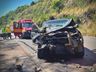 Acidente entre caminhonete e carreta na BR-282 deixa um ferido