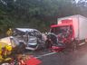Pai e filho morrem em grave acidente entre caminhonete e caminhão na BR-282