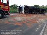 Carreta tomba na SC-160 e pista fica parcialmente interditada 