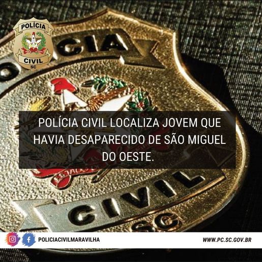Polícia Civil localiza jovem que estava desaparecida de São Miguel do Oeste
