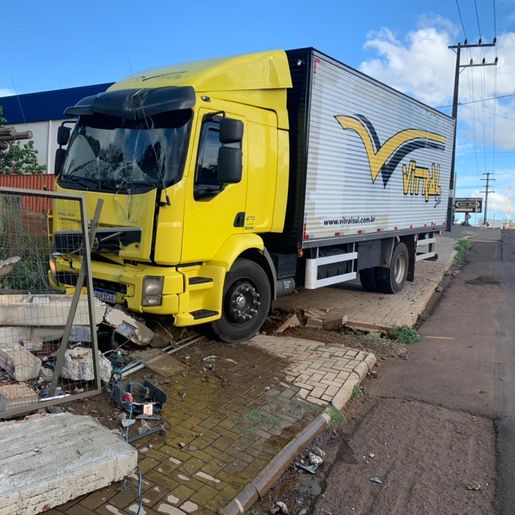 VÍDEO: caminhão derruba dois postes e invade floricultura na Willy Barth
