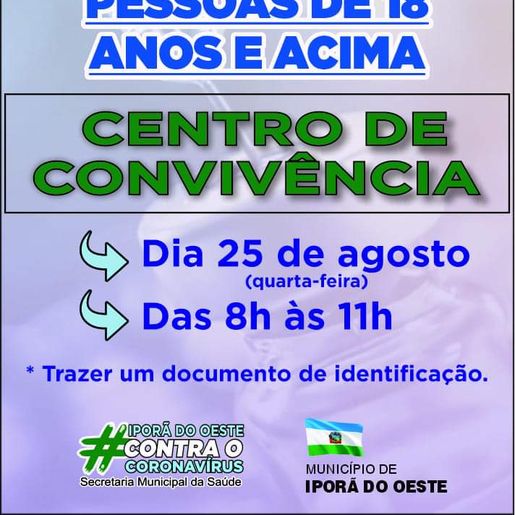 Municípios promovem última etapa de vacinação para pessoas a partir de 18 anos nesta quarta