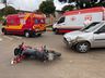 Mulher fica ferida em acidente entre carro e moto, em São Miguel do Oeste