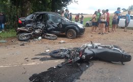 Colisão entre carro e duas motos deixa dois feridos na BR-158