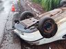 Carro é encontrado capotado e abandonado na BR-163 em Guarujá do Sul