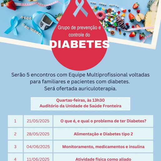 Itapiranga terá atividades em grupo para orientações sobre diabetes 