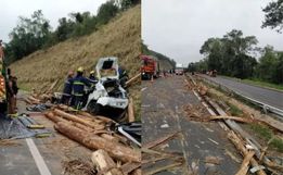 Quatro pessoas morrem após carro ser atingido por carga de toras