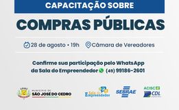 Sala do Empreendedor de São José do Cedro promove capacitação gratuita sobre compras públicas