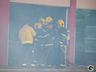 Bombeiros trabalham no rescaldo do incêndio no Super Vipi Center