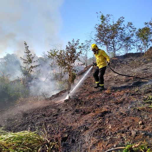 Bombeiros combatem incêndio em vegetação em Itapiranga 