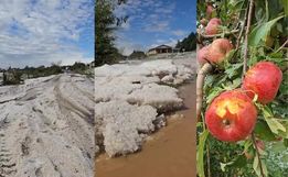Imagens mostram o acúmulo de granizo após temporal na Serra