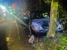 Homem colide carro em árvore e é preso por embriaguez em São Miguel do Oeste