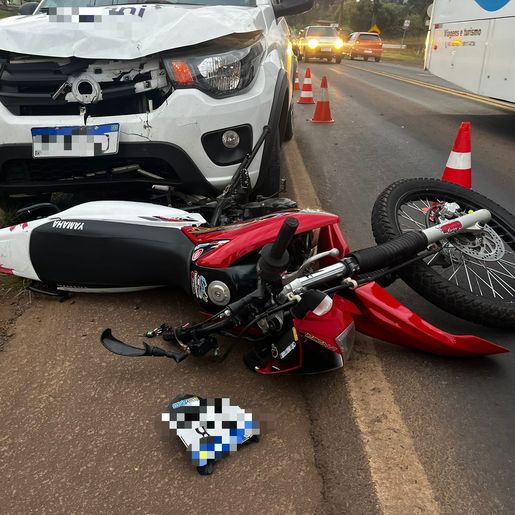 Motociclista fica ferido em colisão com carro na SC-163 em SMOeste 