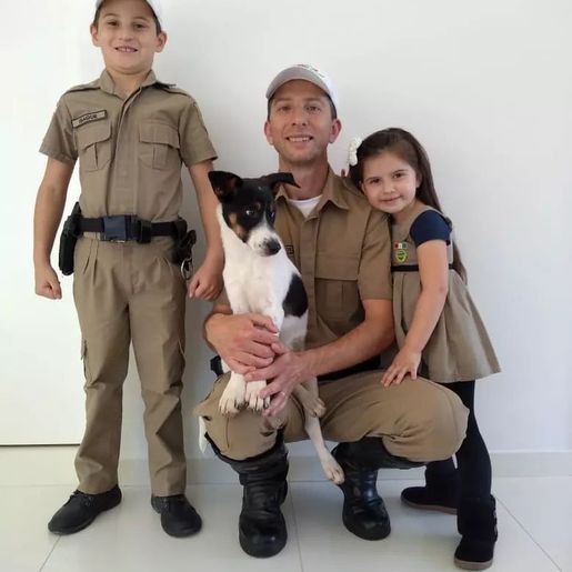 Cão abandonado invade viatura da PMRv e é adotado por policial