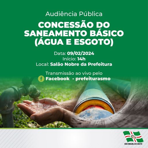 SMO abre consulta e marca  audiência pública sobre o saneamento