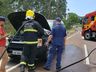 Carro é danificado por incêndio na SC 386 em Iporã do Oeste