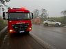 Camioneta sai da pista e capota após colisão na BR 282, em Paraíso