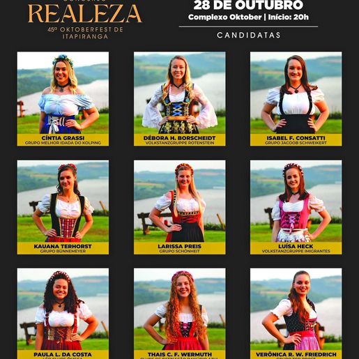 Soberanas da 45ª Oktoberfest de Itapiranga serão definidas neste sábado