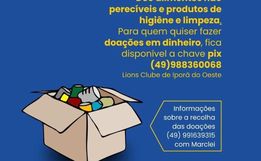 Lions Clube de Iporã do Oeste  promove campanha solidária em prol do Rio Grande do Sul