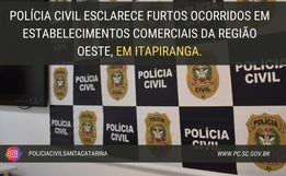 Polícia Civil indicia três autores por furtos em estabelecimentos de Itapiranga, Descanso e Mondaí