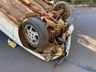 Mulher fica ferida após capotamento na BR-282, em São Miguel do Oeste