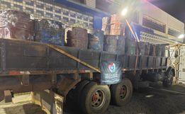 PM apreende carga ilegal de resina de pinos que seria levada a São José do Cedro