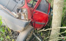 VÍDEO: Condutor fica gravemente ferido em saída de pista na SC 163