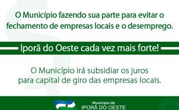 Iporã do Oeste institui programa para auxiliar na recuperação financeira de empresas