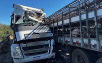 Acidente grave entre caminhões deixa dois feridos na BR-282