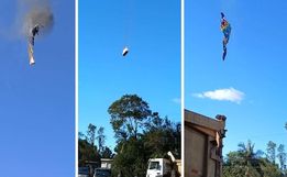 Balão pega fogo durante passeio em SC, cai e bombeiros confirmam mortos e feridos