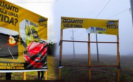 Outdoor colocado pelo Movimento Chega de Esmolas é alvo de vandalismo