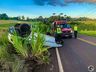 Ocupantes abandonam veículo após capotamento na SC-492 em Bandeirante 