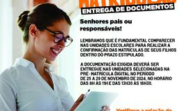 Pais devem procurar unidades escolares para a confirmação das matrículas
