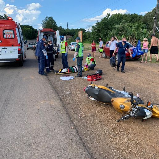 Homem fica gravemente ferido após colisão entre motos na BR-163 