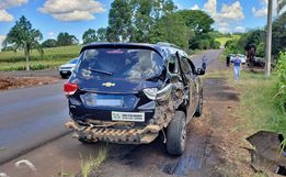 Acidente entre carro e caminhão é registrado na SC 163, em Iporã do Oeste