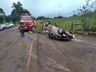 Capotamento deixa motorista ferida na SC-161 em Anchieta