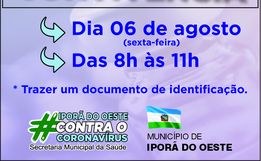 Município vacina público a partir de 25 anos contra Covid-19 nesta sexta-feira