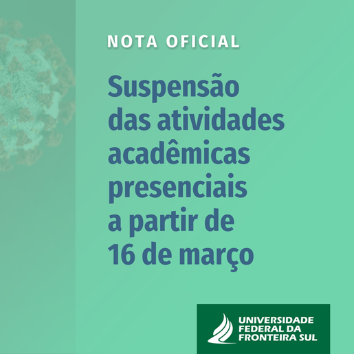 UFSC e UFFS anunciam suspensão das aulas presenciais por tempo indeterminado