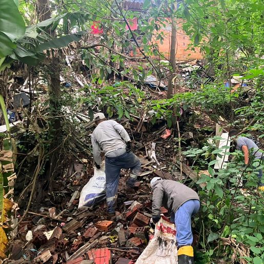 Prefeitura faz mutirão de limpeza em área de preservação no Bairro Sagrado Coração