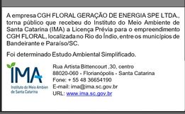 Pedido de licença ambiental - Recebimento de Licença Prévia 