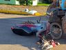 Colisão frontal entre moto e trator deixa rapaz ferido na linha Cristo Rei