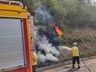 Incêndio em vegetação atinge caixa d'água e fios energizados em Campo Erê