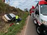 Veículo sai da pista e se choca contra barranco na BR-163, em SMO 